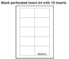 Hoja A4 perforada con 10 insertos para fundas de plástico