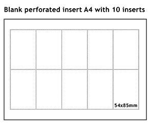 Hoja A4 perforada con 10 insertos para fundas de plástico