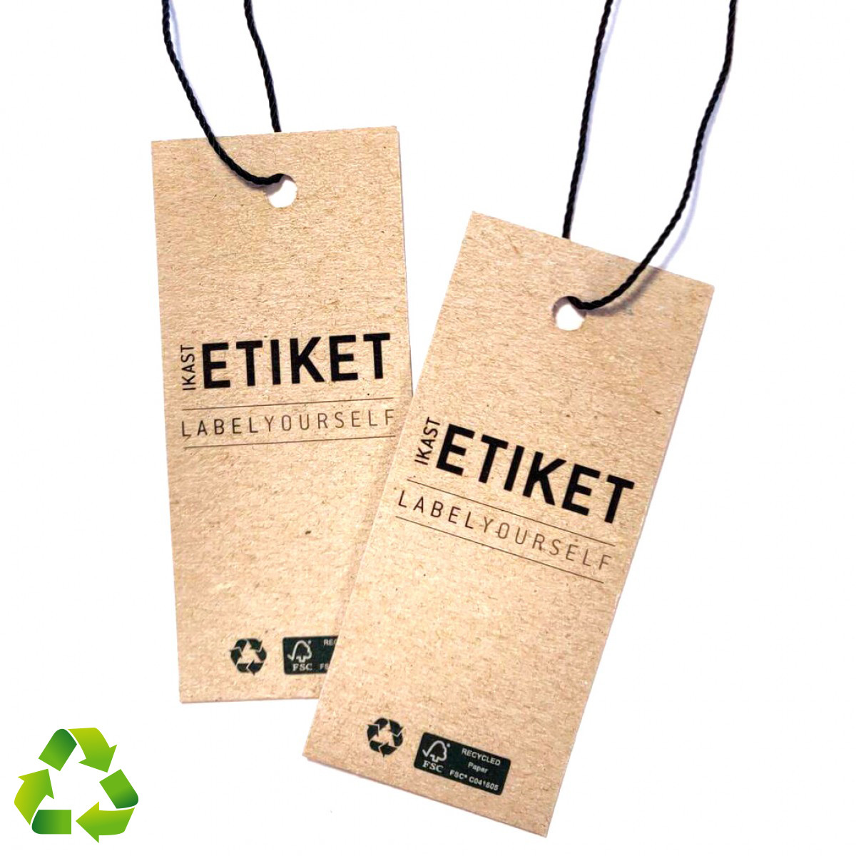 Etiquetas colgantes sostenibles fabricadas con papel con certificación